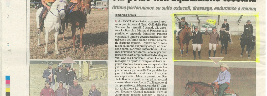 CORRIERE DI AREZZO SABATO 31.12.2016 AMAZZONI E CAVALIERI ARETINI