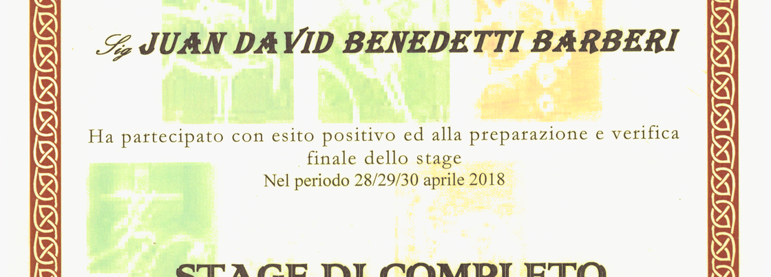 Attestato FISE JUAN DAVID BENEDETTI BARBERI